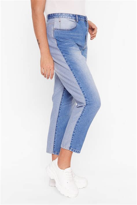 Plus Size Two Tone Mom Jeans Mom Jeans Light Wash Denim Jeans