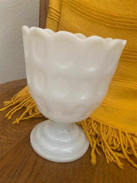 Vintage Eo Brody Co Milk Glass M White Vase Cleveland Oh Etsy