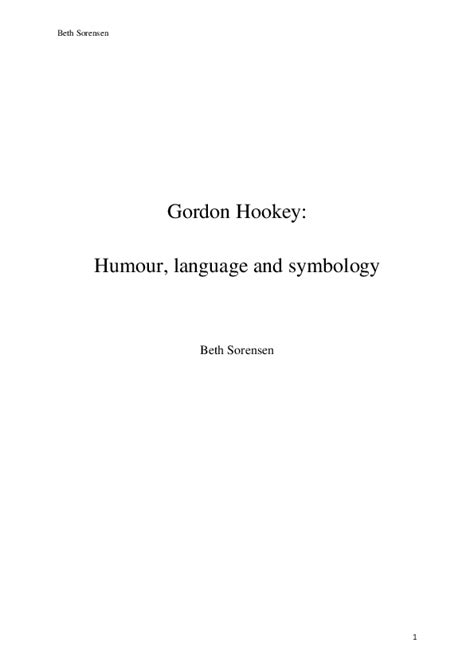 Doc Gordon Hookey Humour Language And Symbology Beth Sorensen