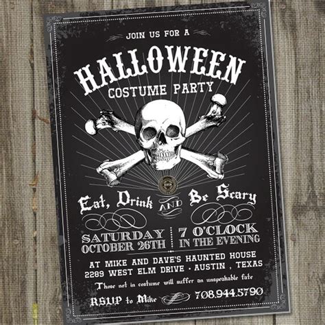 Adult Halloween Party Invitation Printable Costume Party Etsy