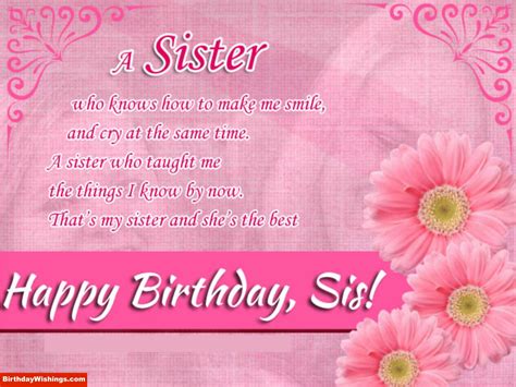 Birthday Poem For Sister Happy Birthday Wishes