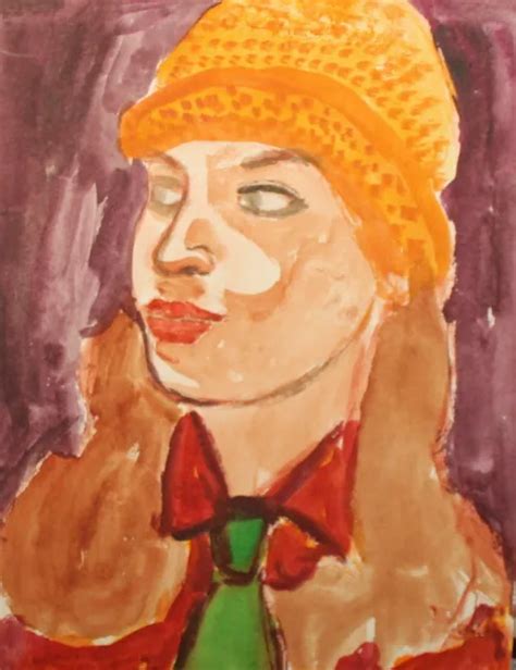 Vintage Expressionist Watercolor Painting Female Portrait Picclick