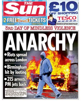 Make your own tabloid newspaper. G325 Critical Perspectives in Media: London Riots Tabloid Newspaper Coverage: 9th August