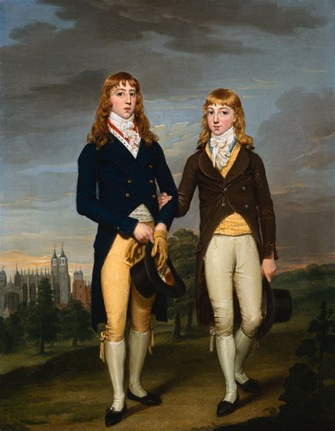 Portrait Of Two Eton School Boys In Admontem Dress Eton Chapel Behind