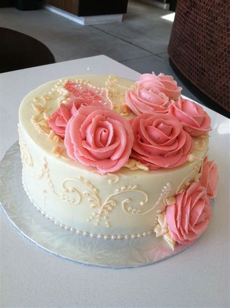 Pink Rose Buttercream Cake Cake Decorating Buttercream Birthday Cake