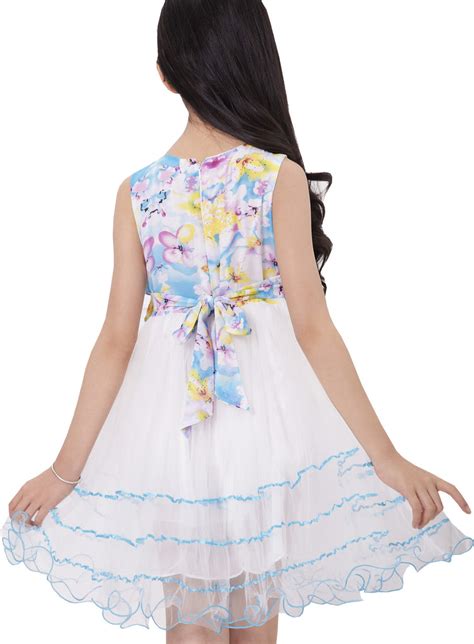 Girls Dress Sleeveless Pleated Bodice Lace Tiered Skirt Blue Sunny Fashion