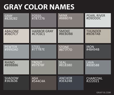 Grey Color Chart Names