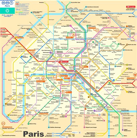 Paris Rer And Metro Map With Sightseeings