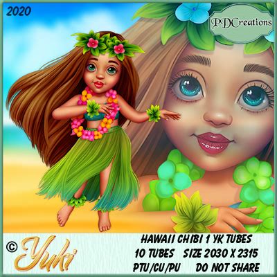 Hawaii Chibi YK Tubes Illustration Store PicsForDesign Com PSP Tubes PSD Illustrations
