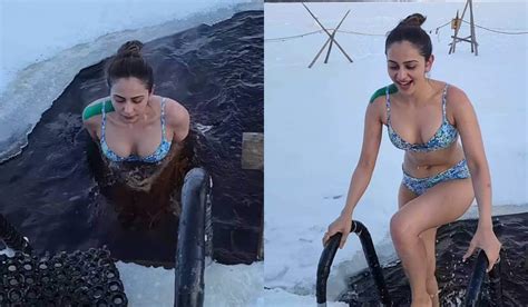 ‘pani Me Aag Lagadi Rakul Preet Singh Dons A Bikini To Take A Dip In Ice Cold Water Leaves