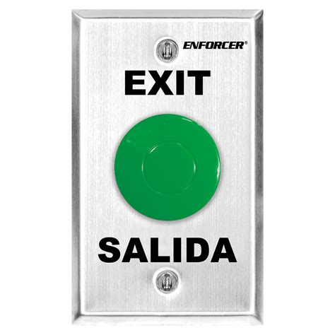 placa de solicitud de salida con botón pulsador de tapa de hongo verde exit y salida dpdt