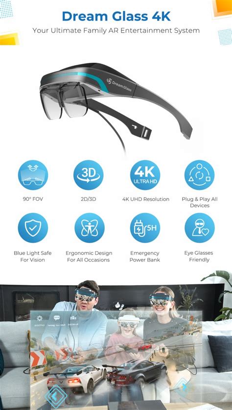 €480 With Coupon For Dream Glass 4k Portable Ar Virtual Smart Glasses