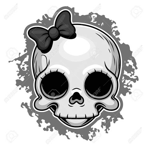 Cute Girl Skull With Ribbon Stock Vector 60766387 Skull
