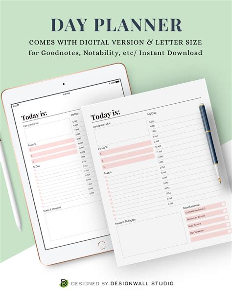 Day Planner Digital And Printable
