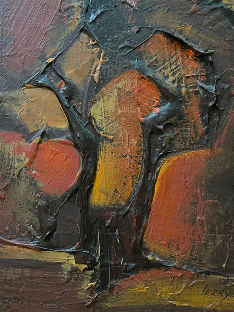Incredible Vintage 60s 70s Abstract Shapes Oil Painting Mid Etsy
