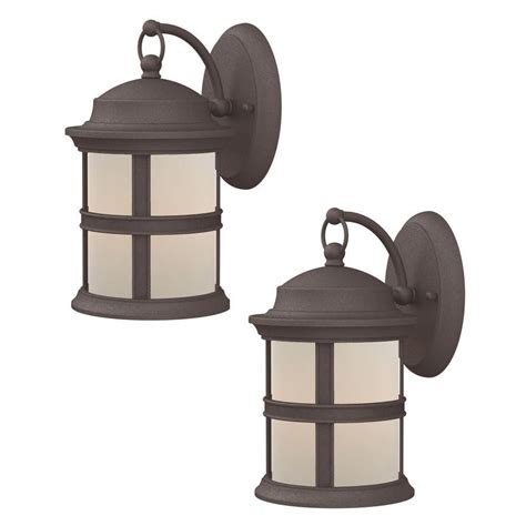 Hampton Bay Bronze Led Outdoor Cottage Lanterns Twin Pack Outdoor Wall