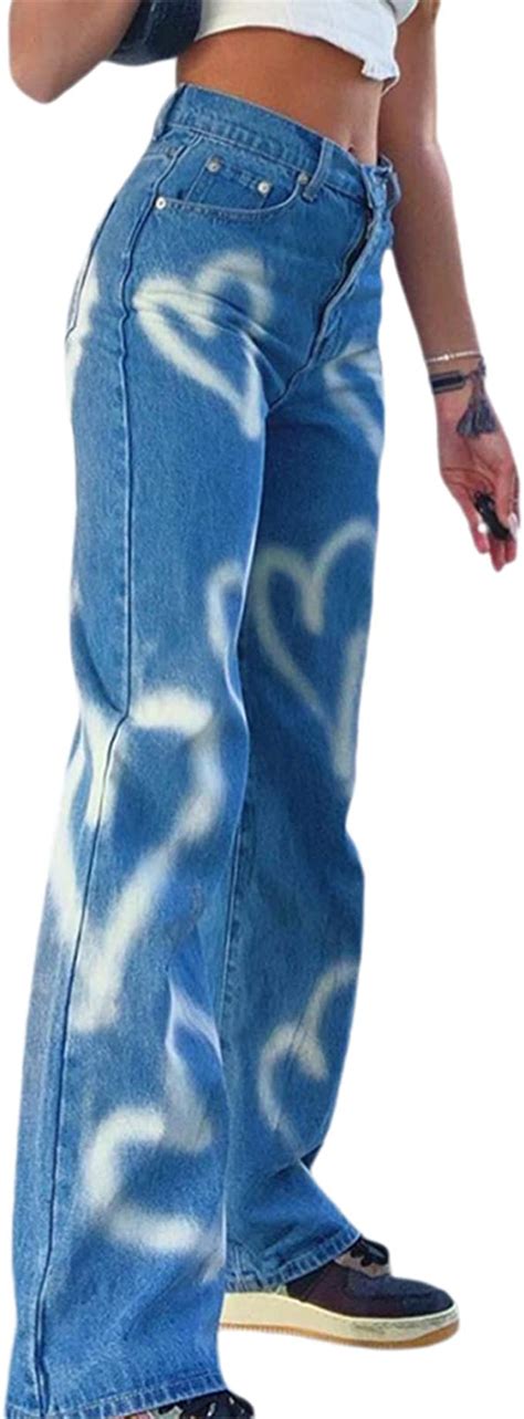 Kmbangi Women Wide Leg Jeans High Waist Streetwear Denim Pants Baggy