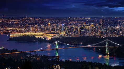 Vancouver Downtown Night Cityscape 4k Wallpapers Hd Wallpapers Id