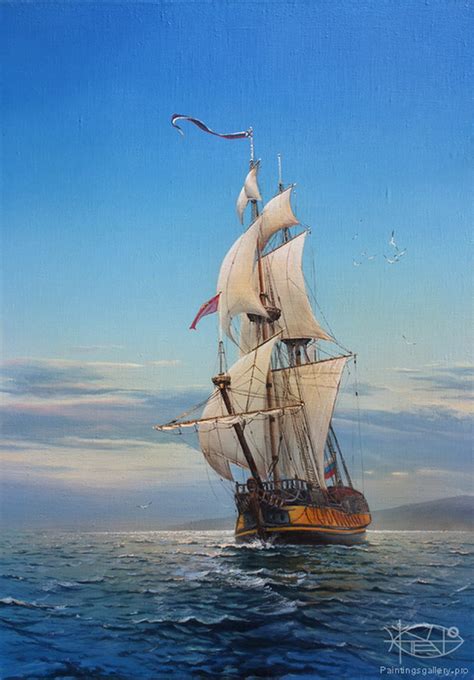 El Arte Es Su Máxima Expresión Pinturas Marinas Con Barcos Al óleo Victor Yushkevich 1961