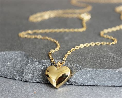 Gold Heart Necklace Gold Heart Pendant Necklace Small Heart Etsy