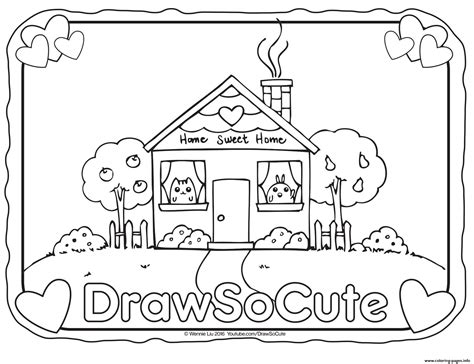 House Draw So Cute Coloring Page Printable