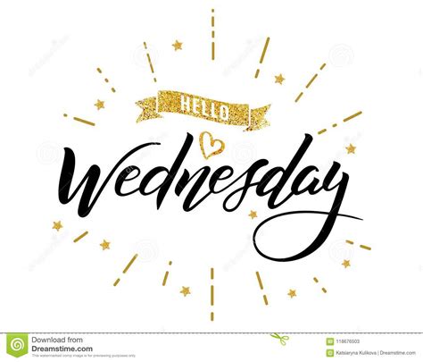 Hello Wednesday Happy Lettering Stock Vector Illustration Of