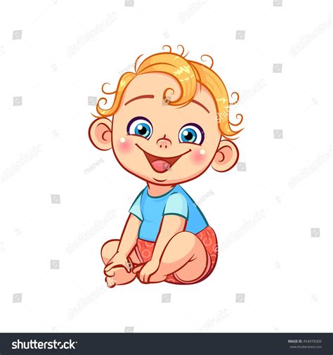 Cute Happy Smiling Little Baby Boy Adorable Sitting And Laughing