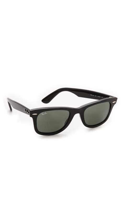 ray ban original wayfarer sunglasses in black for men black green lyst