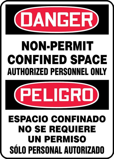 Non Permit Confined Space Authorized Personnel Only Osha Danger