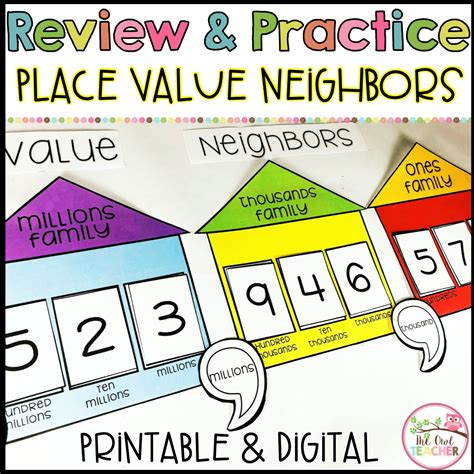 Large Number And Decimal Place Value Neighbors Activity Or Chart