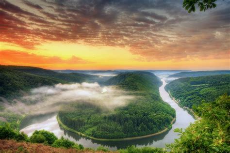 Beautiful River Mountains Landscape Sunset Poster My Hot