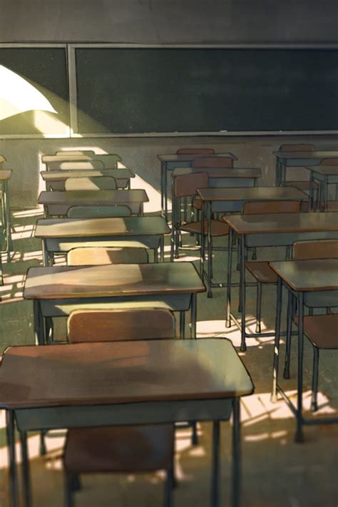 Wallpaper Lonely Boy Anime School Desks Wind Classroom Resolution