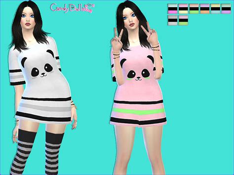 The Sims Resource Candydoll Cute Panda Oversize Tee