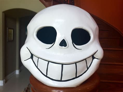 Get daily travel tips & deals! Paper mache Sans full head mask. | Head mask, Halloween ...