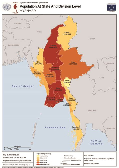 Document Administrative Map Myanmar Population At State And