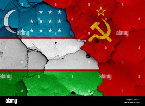 Flags Of Uzbekistan And Soviet Union Stock Photo Alamy