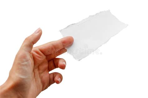 Hands Holding A Small Piece Of Paper Close Up Stock Photo Image Of