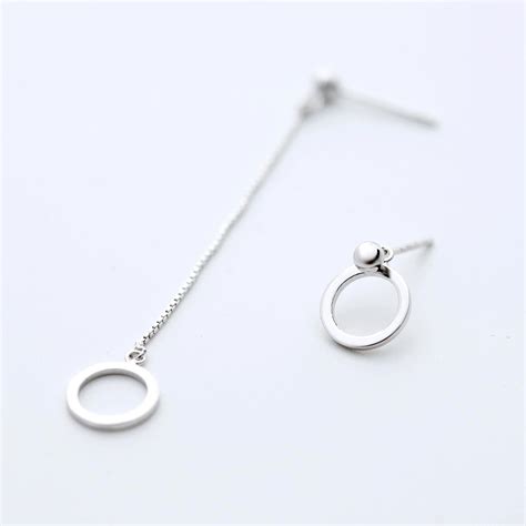 Asymmetric Circle 100 925 Sterling Silver Jewelry Fashion