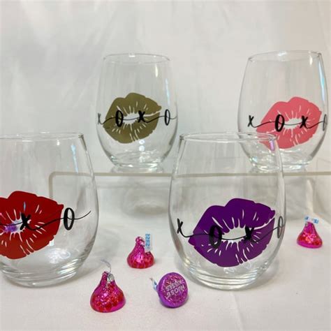 Valentine S Day Stemless Wine Glasses Valentines Day Etsy