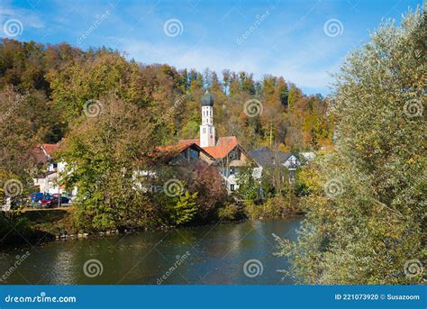 Pictorial Autumn Landscape Wolfratshausen Loisach River And St