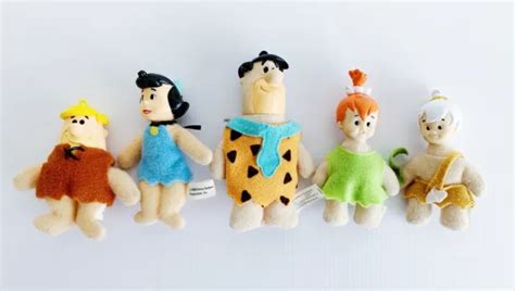 Vintage 1989 Dennys Flintstones Mini Plush 3 Ornaments Lot Hanna