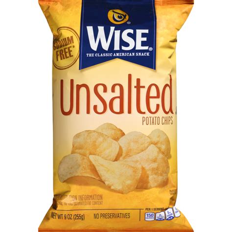 wise® unsalted potato chips 9 oz pack snacks chips and dips riesbeck