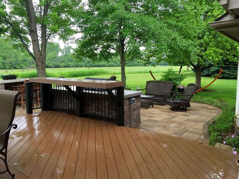 Timbertech Deck Design With Patio Outdoor Kitchen By Long Grove Il Deck Builder Diy Backyard