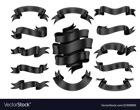 Black Ribbon Banner Set Royalty Free Vector Image