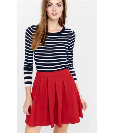 Express Red High Waisted Full Mini Skirt In Red Lyst