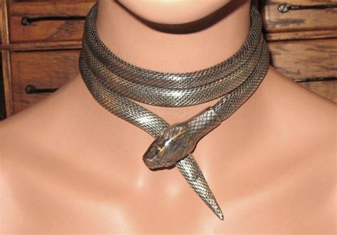 Reserved S Silver Mesh Metal Serpent Necklace Antique Etsy