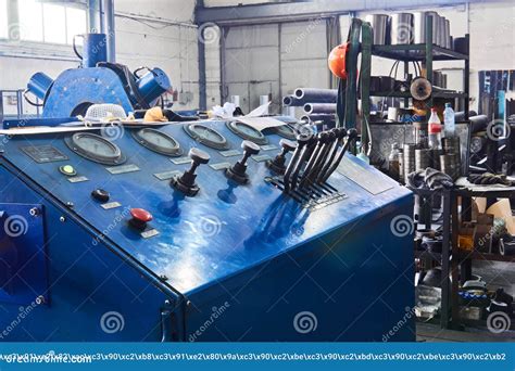 Factory Floor Interior With Heavy Equipment Control Panel In The