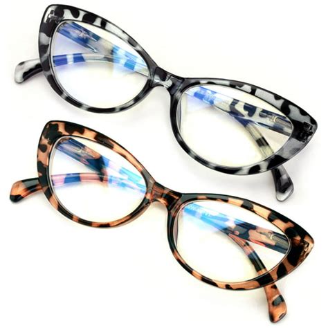2 Pairs Women Cateye Glasses Reading Readers Anti Blue Light Uv Eye Protection Leopard 100