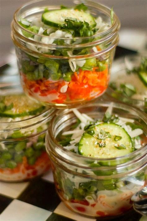 This recipe is the easiest dessert to prepare, which will be mastered not only by an adult, but also by children. Individual Pea Layered Salad in a Jar | Salad in a jar, Delicious salads, Meals in a jar