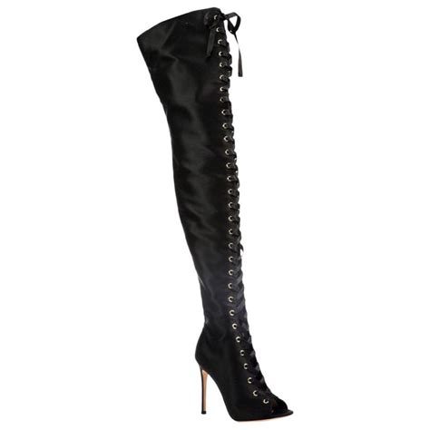 Gianvito Rossi Marie Lace Up Satin Over The Knee Boots For Sale At 1stdibs